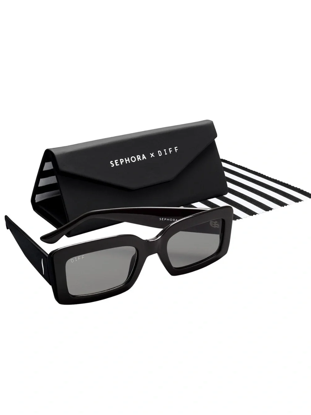 Sephora X DIFF Black Rectangle Sunglasses
